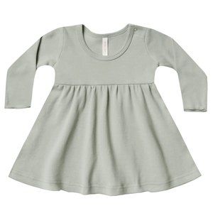 Quincy Mae Long Sleeve Dress in Sage - 18-24 month - Organic Cotton